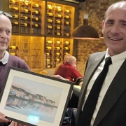 Commodore Martin Roe and Volunteer of the Year 2023 Keith O'Hara at Galway City Sailing Club Christmas social in Harbour Hotel, Galway.